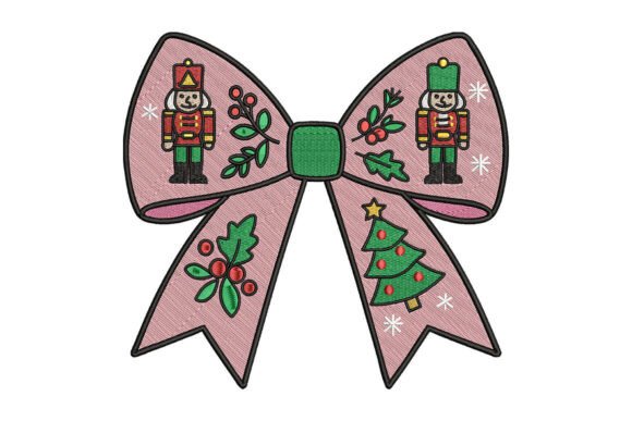 Christmas Nutcracker Bow Embroidery: A Festive Seasonal Design for Holiday Makers