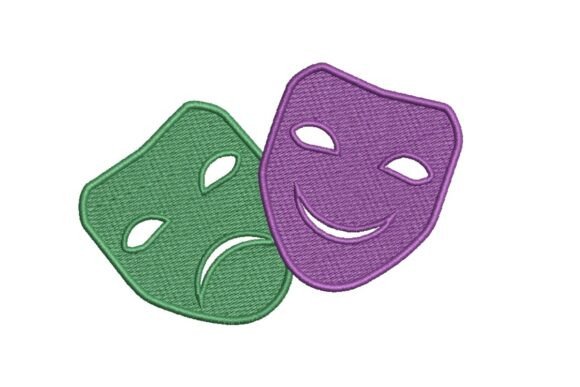 Comedy and Tragedy Theater Masks Embroidery Design