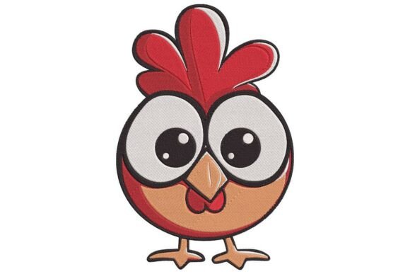 Cute Cartoon Chicken Embroidery for Apparel