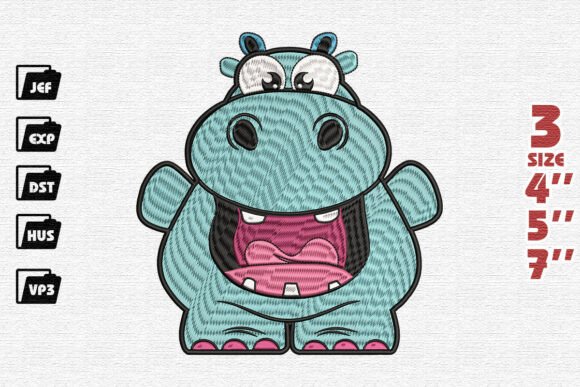 Cute Cartoon Hippo Embroidery Design Review for Small Business Branding