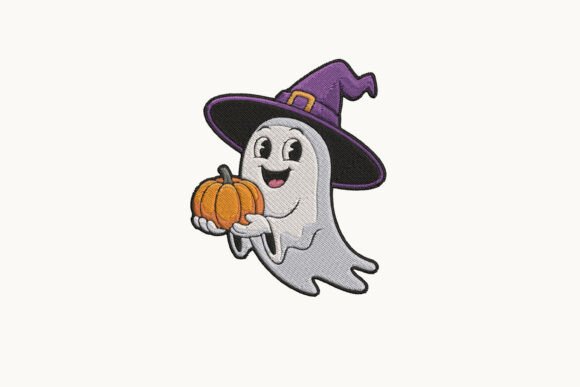 Cute Ghost with Pumpkin Embroidery Design Review for Boutique Sweatshirts