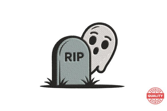 Ghost Behind Tombstone Embroidery: A Seasonal Charm for Personalized Goods