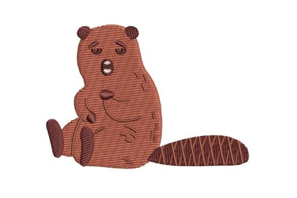 Lazy Beaver Embroidery Design – A Cozy Forest Charm for Craft Sellers