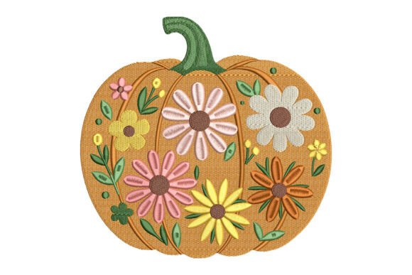 Pumpkin with Flowers Embroidery: A Charming Touch for Handmade Gifts
