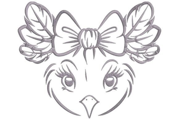 Sassy Bird with Bow and Feathers Embroidery Design