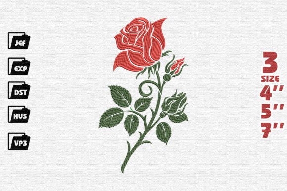 Single Red Rose Embroidery Design: A Timeless Touch for Holiday & Seasonal Goods